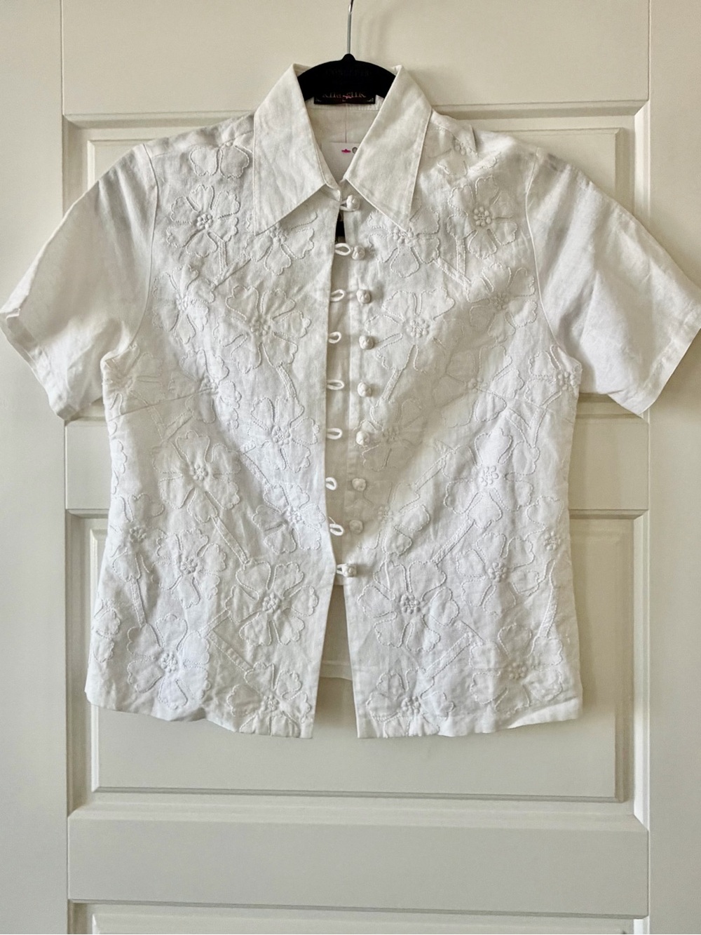 Khaisilk White Lightweight Linen-Cotton Top